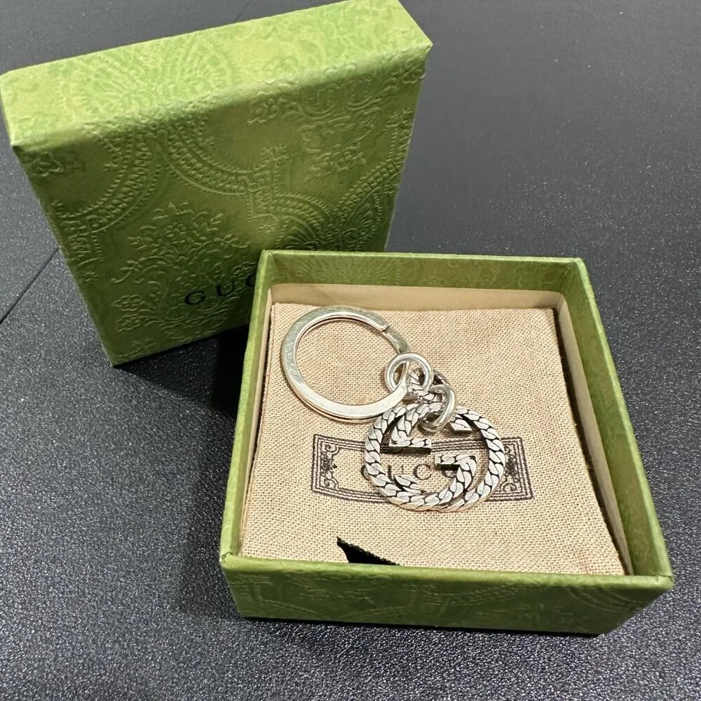 Gucci Sterling Silver Interlocked G Textured Key Ring (JB1368)